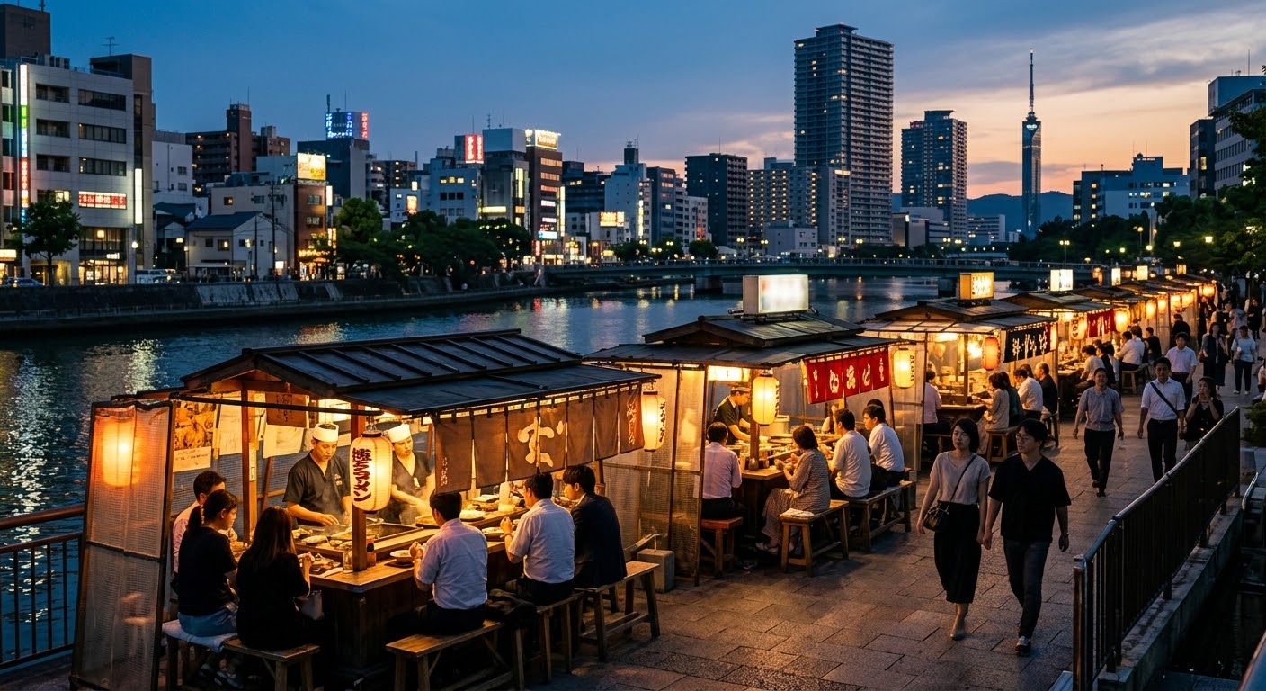 Fukuoka cityscape in Kyushu, Japan
