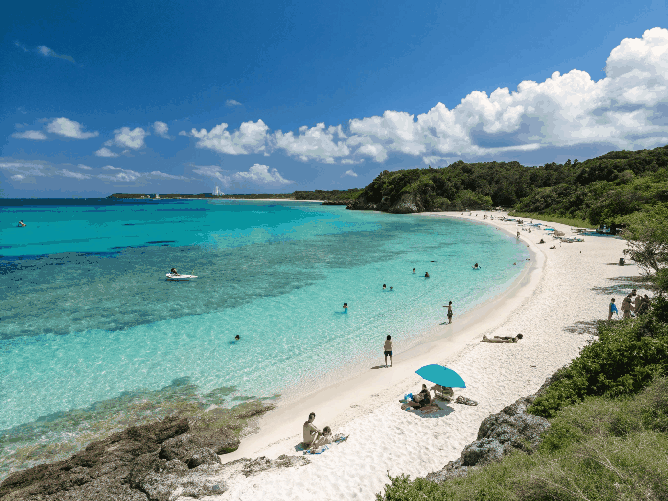 Emerald blue sea and coastal bridge in Okinawa