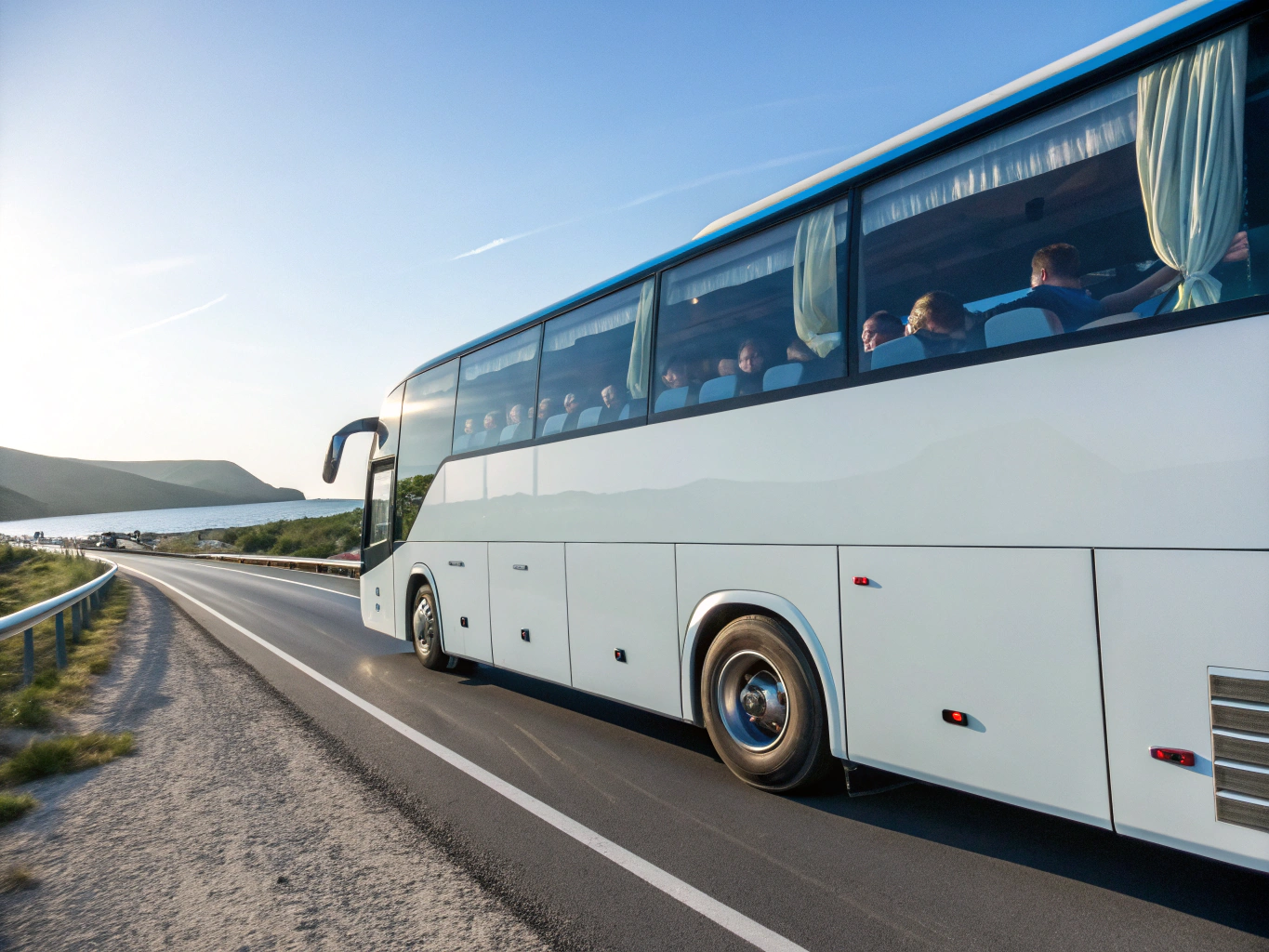 Full-size commercial luxury touring bus in Japan